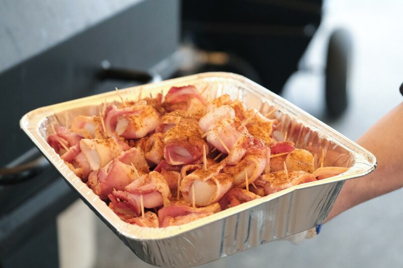 Bacon Wrapped Scallops on a Meadow Creek Pig Roaster Bacon Wrapped Scallops on a Meadow Creek Pig Roaster