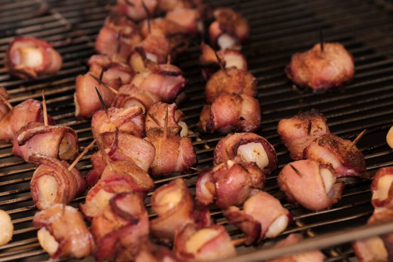 Bacon Wrapped Scallops on a Meadow Creek Pig Roaster Bacon Wrapped Scallops on a Meadow Creek Pig Roaster