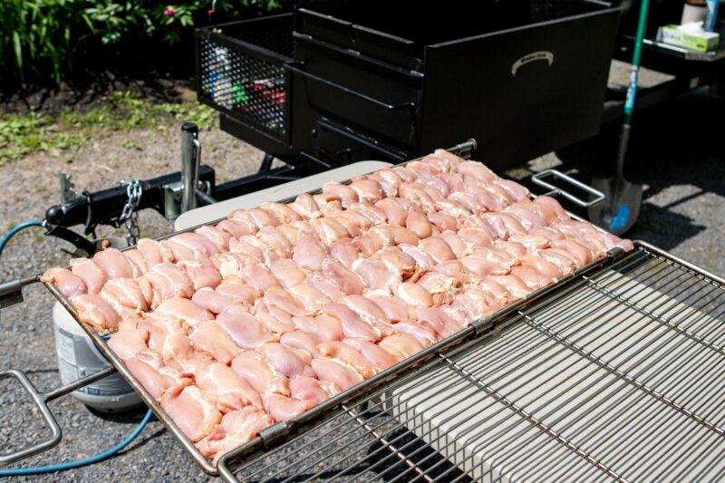 Stainless Steel Grate Loaded with Chicken Stainless Steel Grate Loaded with Chicken