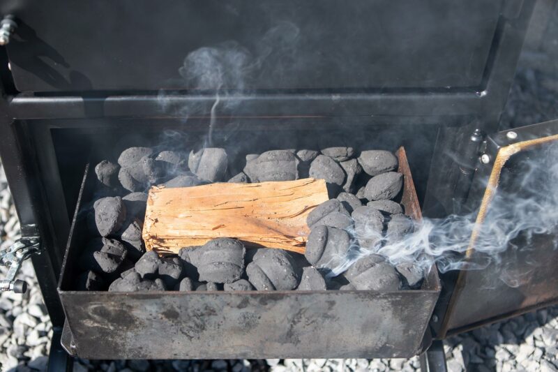 Firebox Charcoal on Meadow Creek BX25 Box Smoker Firebox Charcoal on Meadow Creek BX25 Box Smoker
