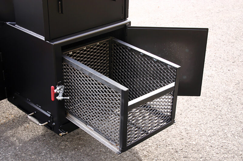 Meadow Creek Charcoal Slideout Basket on Tank Smoker