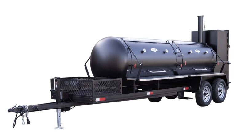 Meadow Creek TS1000 BBQ Smoker Trailer With Optional Stainless Steel Exterior Shelves Meadow Creek TS1000 BBQ Smoker Trailer With Optional Stainless Steel Exterior Shelves